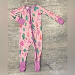 Little Sleepies Merry & Bright Pink and Purple Kids One Piece Pajama